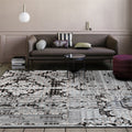 Avtoit | Shabby Chic Paisley Pattern Carpet Gray Polyester Carpet Machine Washable Non-Slip Back Carpet for Living Room