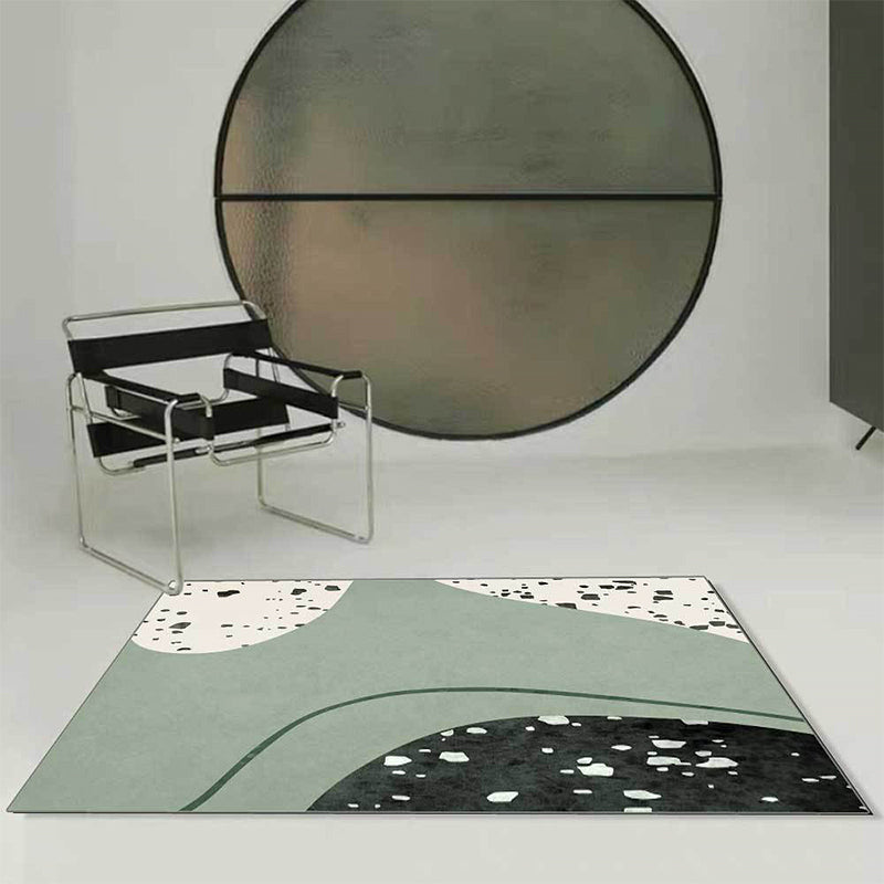 Avtoit | Novelty Abstract Rug Green Polyester Rug Washable Non-slip Back Rug for Living Room