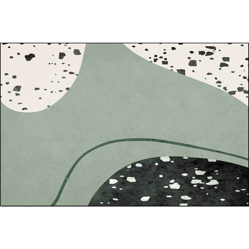 Avtoit | Novelty Abstract Rug Green Polyester Rug Washable Non-slip Back Rug for Living Room