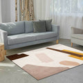 Avtoit | Beige and Brown Contemporary Carpet Polyester Abstract Carpet Machine Washable Non-Slip Back Carpet for Living Room