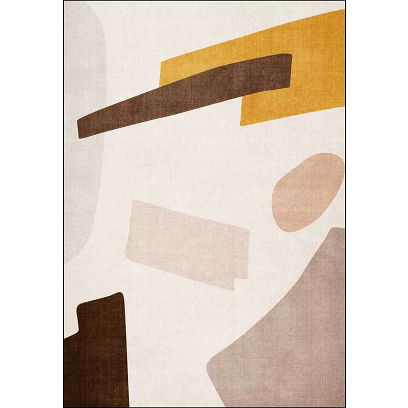 Avtoit | Beige and Brown Contemporary Carpet Polyester Abstract Carpet Machine Washable Non-Slip Back Carpet for Living Room