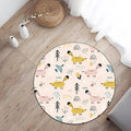 Avtoit | Kids Bedroom Carpet in White Animal Mouse Bird Tree Print Carpet Polyester Washable Stain Resistant Area Rug