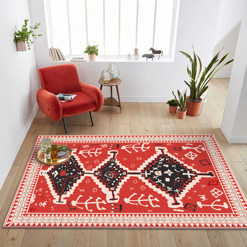 Avtoit | Cattle Bedroom Rug Southwestern Tribal Triangle Diamond Pattern Area Rug Polyester Machine Washable Rug