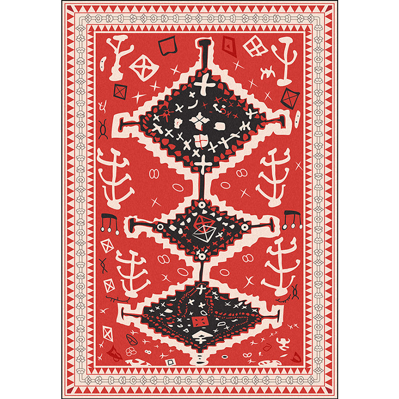Avtoit | Cattle Bedroom Rug Southwestern Tribal Triangle Diamond Pattern Area Rug Polyester Machine Washable Rug