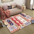 Avtoit | Americana Southwestern Rug in Red and Brown Tribal Geometry Pattern Rug Polyester Washable Rug for Home Decor