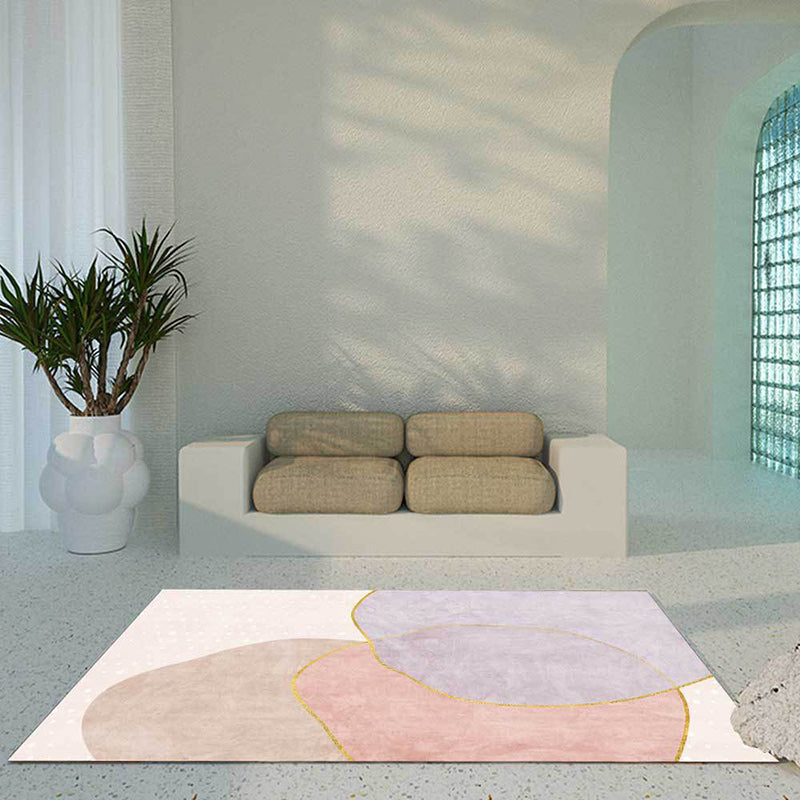Avtoit | Novelty Living Room Rug in Pink Colorblock Print Rug Polyester Non-slip Washable Area Rug