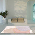 Avtoit | Novelty Living Room Rug in Pink Colorblock Print Rug Polyester Non-slip Washable Area Rug