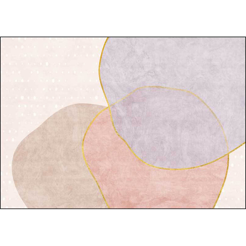 Avtoit | Novelty Living Room Rug in Pink Colorblock Print Rug Polyester Non-slip Washable Area Rug