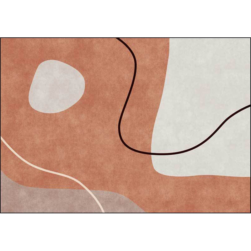 Avtoit | Orange Bedroom Rug Novelty Color Block Irregular Shape Line Pattern Rug Polyester Stain Resistant Rug