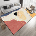 Avtoit | Ivory Bedroom Carpet Novelty Color Block Striped Pattern Area Rug Polyester Non-Slip Back Washable Rug