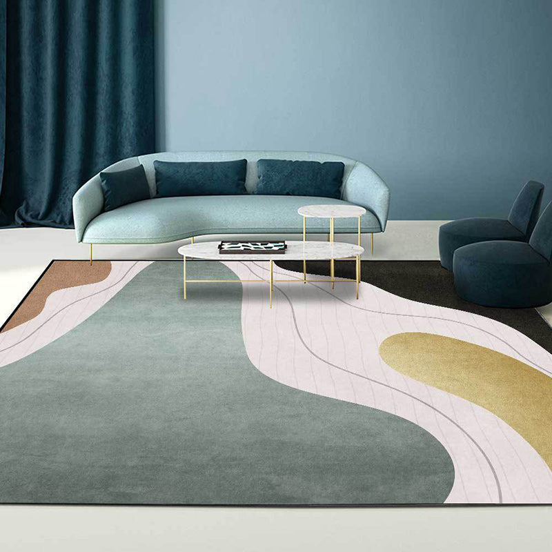 Avtoit | Colorful Bedroom Carpet Novelty Color Block Line Pattern Area Rug Polyester Stain Resistant Carpet