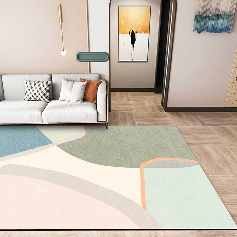 Avtoit | Colorful Round Bedroom Carpet Novelty Color Block Pattern Area Rug Polyester Washable Anti-Slip Carpet