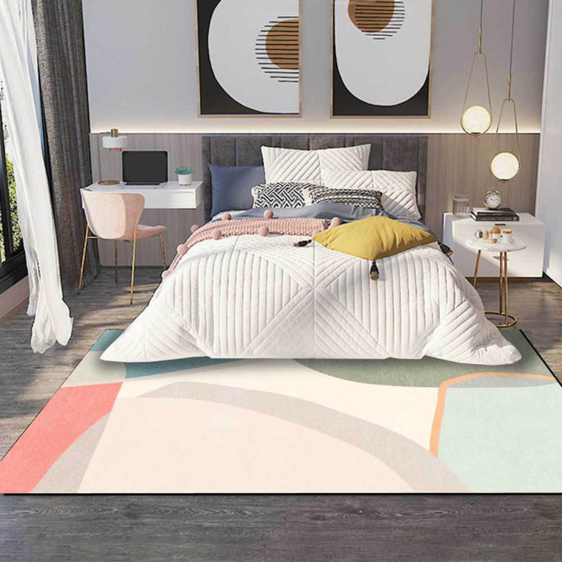 Avtoit | Colorful Round Bedroom Carpet Novelty Color Block Pattern Area Rug Polyester Washable Anti-Slip Carpet