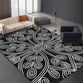 Avtoit | Novelty Living Room Rug in Black Geometric Line Pattern Rug Polyester Washable Non-Slip Back Rug