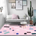 Avtoit | Nordic Novelty Rug in Pink Geometric Rectangular Pattern Rug Polyester Non-Slip Back Rug for Home Decor