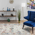 Avtoit | Shabby Chic Medallion Pattern Carpet Gray Polyester Carpet Machine Washable Non-Slip Backing Carpet for Living Room