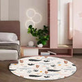 Avtoit | Beautiful children's carpet in Ivory Animal Leaf Pattern Rug Polyester Non-Slip Washable Rug for the children's room