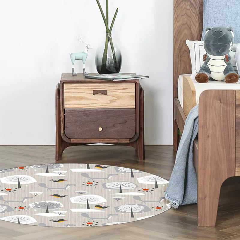 Avtoit | Gray Children's Room Carpet Children's Animal Megalocnidae Pattern Carpet Polyester Pet-Friendly Carpet