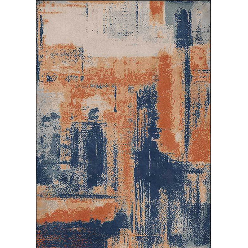 Avtoit | Industry Abstract Carpet Orange and Blue Polyester Rug Machine Washable Non-Slip Area Rug for Bedroom
