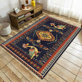 Avtoit | Stem Southwest Carpet in Black Animals Diamond Stripes Pattern Carpet Polyester Stain-Resistant Carpet for Home Decorations