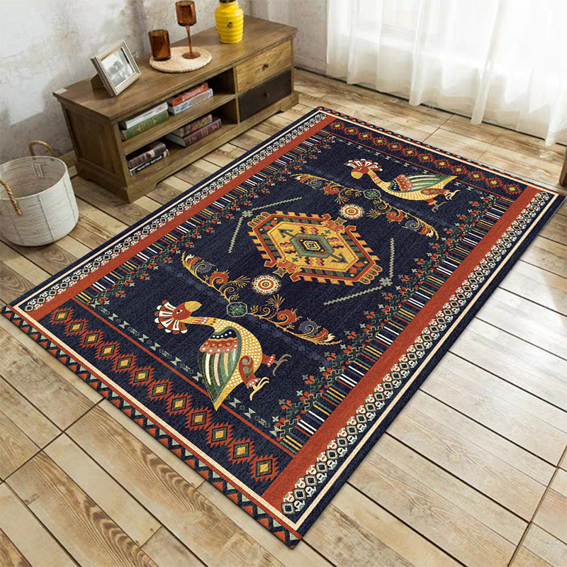Avtoit | Stem Southwest Carpet in Black Animals Diamond Stripes Pattern Carpet Polyester Stain-Resistant Carpet for Home Decorations