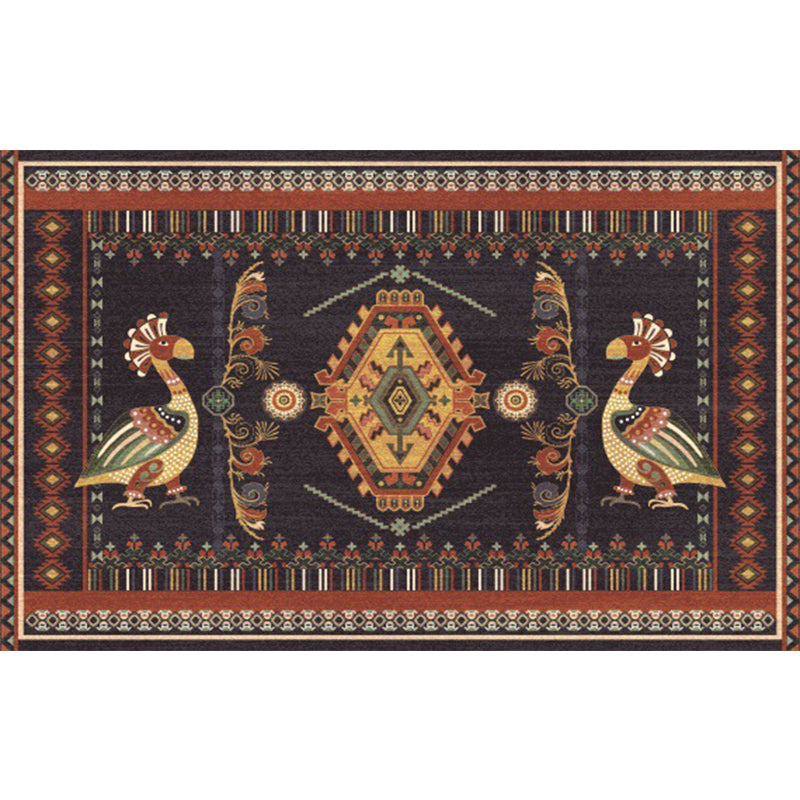 Avtoit | Stem Southwest Carpet in Black Animals Diamond Stripes Pattern Carpet Polyester Stain-Resistant Carpet for Home Decorations