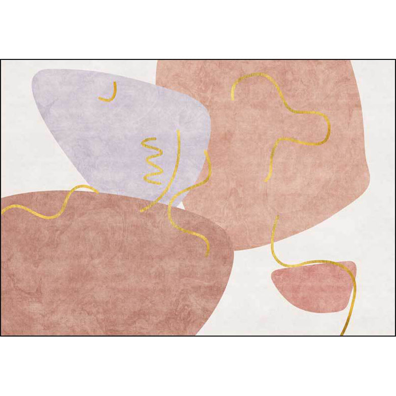 Avtoit | Scandinavian Novelty Carpet in White and Pink Irregular Shape Pattern Carpet Polyester Non-slip Area Rug for Home Decoration