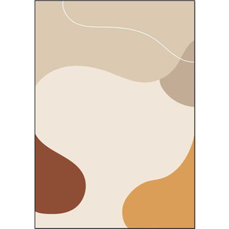 Avtoit | Ivory Bedroom Carpet Novelty Color Block Irregular Shapes Pattern Rug Polyester Non-Slip Back Washable Rug