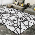 Avtoit | Gray Bedroom Carpet New Geometric Line Pattern Area Rug Polyester Non-Slip Washable Rug