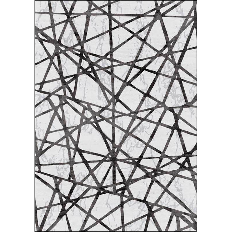 Avtoit | Gray Bedroom Carpet New Geometric Line Pattern Area Rug Polyester Non-Slip Washable Rug