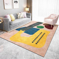 Avtoit | Funky Abstract Colorblock Rug Pink Multicolor Nordic Rug Polyester Machine Washable Non-Slip Rug for Bedroom