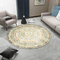 Avtoit | Yellow Rustic Carpet Polyester Concentric Circles Pattern Carpet Washable Non-Slip Background Area Rug for Living Room