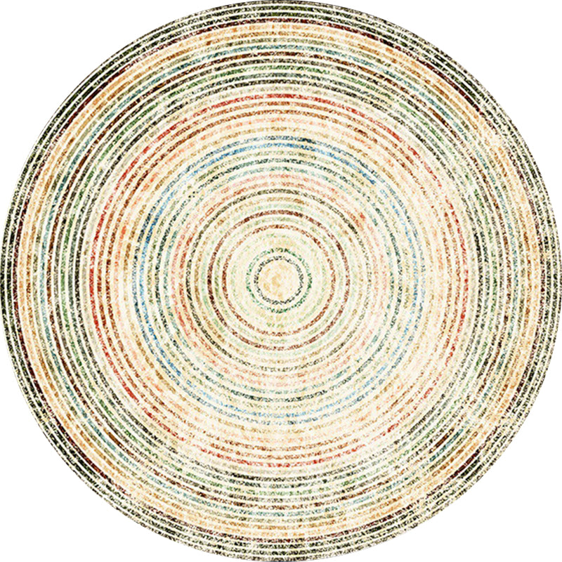 Avtoit | Yellow Rustic Carpet Polyester Concentric Circles Pattern Carpet Washable Non-Slip Background Area Rug for Living Room