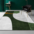 Avtoit | Green and Gray Bedroom Carpet Novelty Color Block Stripe Pattern Area Rug Polyester Stain Resistant Rug