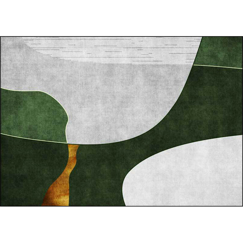 Avtoit | Green and Gray Bedroom Carpet Novelty Color Block Stripe Pattern Area Rug Polyester Stain Resistant Rug