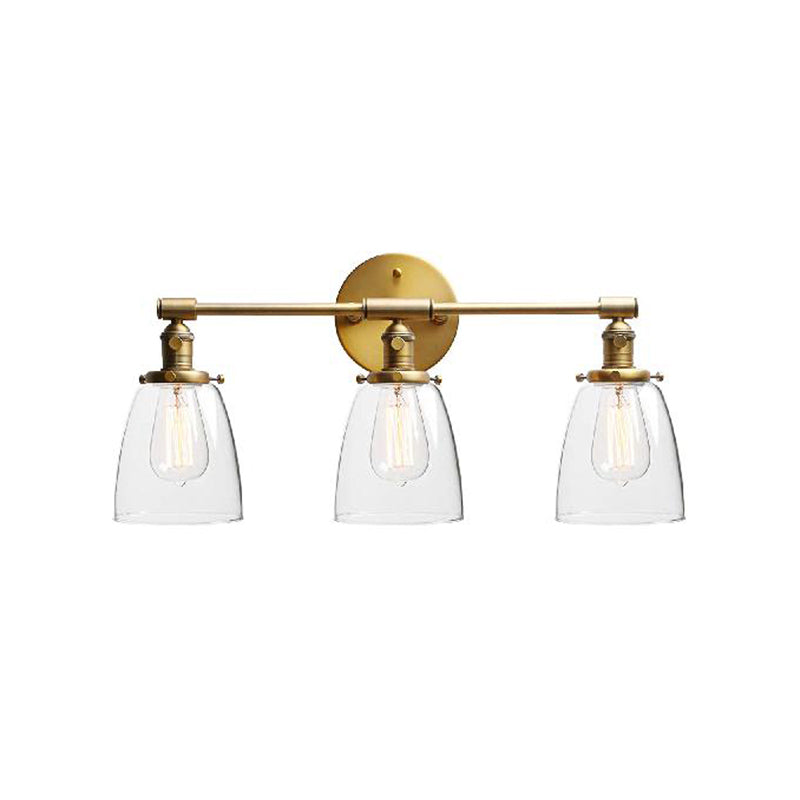 Avtoit | 3-Bulb Cone Wall Mount Light Fixture Industrial Brass Clear Glass Lighting for Restaurant