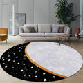 Avtoit | White and Black Nordic Carpet Polyester Colorblock Star Print Carpet Machine Washable Non-Slip Background Rug for Living Room