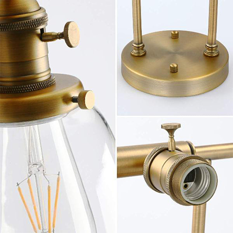 Avtoit | 3-Bulb Cone Wall Mount Light Fixture Industrial Brass Clear Glass Lighting for Restaurant