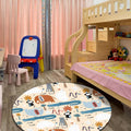 Avtoit | Ivory Kids Room Rug Kids Animal Elephant Monkey Crocodile Pattern Rug Polyester Pet-Friendly Rug