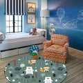Avtoit | Kids Bedroom Rug in green animal fox bear tree print rug polyester pet-friendly area rug