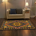 Avtoit | Tribal Southwestern rug in black and yellow sun moon diamond pattern rug polyester washable rug for home decor