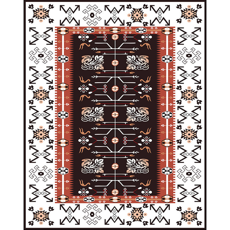 Avtoit | White Bedroom Rug Southwestern Tribal Leaf Pattern Area Rug Polyester Stain Resistant Non-Slip Doormat