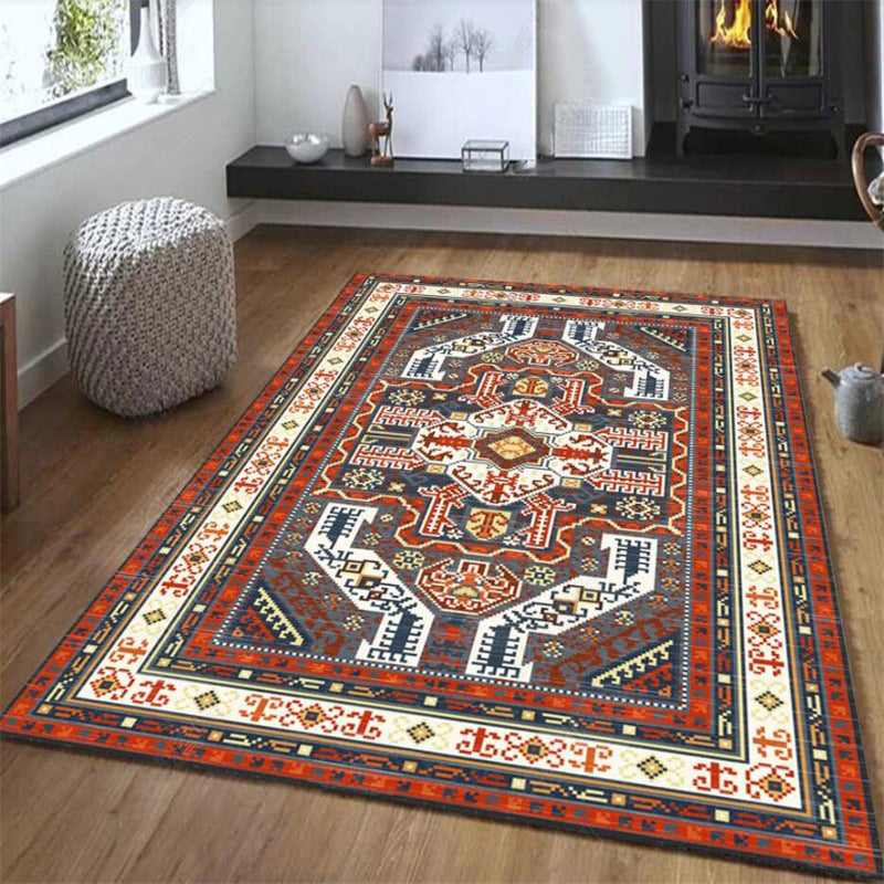 Avtoit | Tribal Southwest Carpet in Red and Gray Geometric Pattern Rug Polyester Non-slip Rug for Home Decor