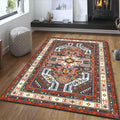 Avtoit | Tribal Southwest Carpet in Red and Gray Geometric Pattern Rug Polyester Non-slip Rug for Home Decor