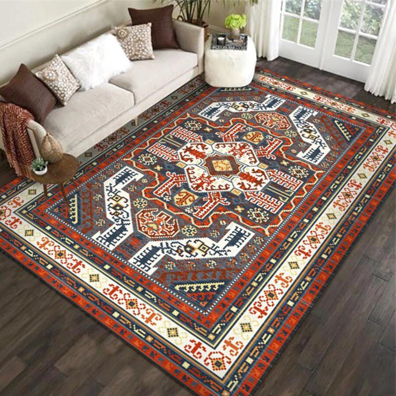 Avtoit | Tribal Southwest Carpet in Red and Gray Geometric Pattern Rug Polyester Non-slip Rug for Home Decor