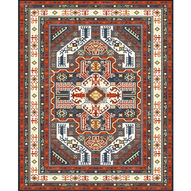 Avtoit | Tribal Southwest Carpet in Red and Gray Geometric Pattern Rug Polyester Non-slip Rug for Home Decor
