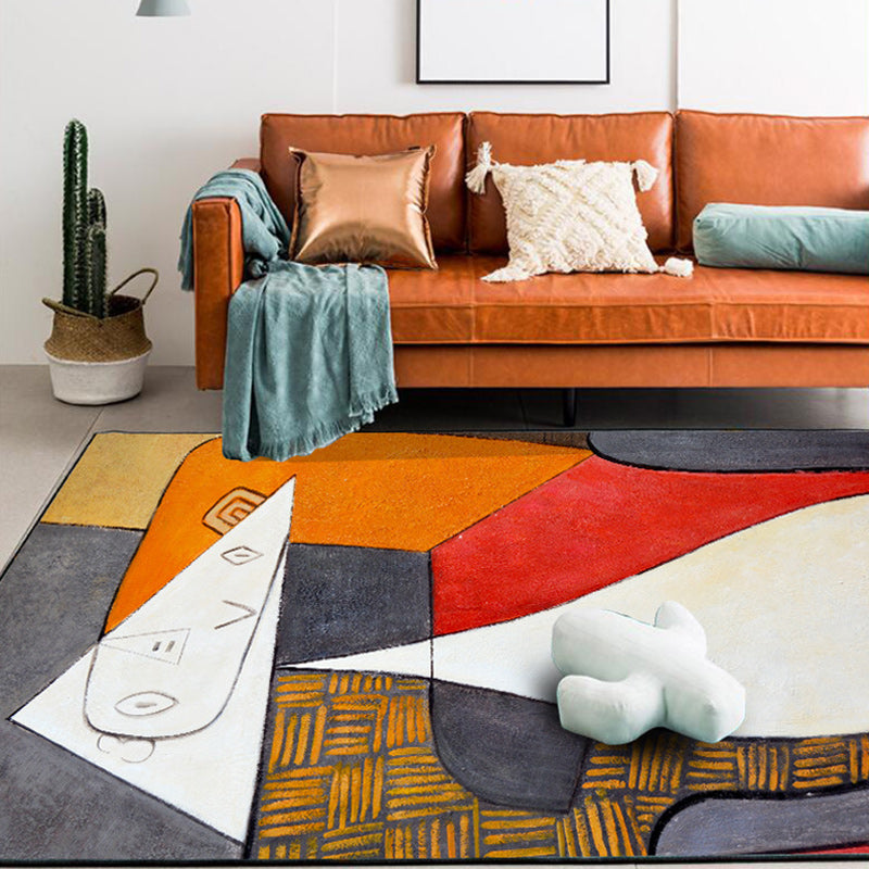Avtoit | Colorful Bedroom Carpet Novelties Color Block Geometric Pattern Area Rug Polyester Non-Slip Stain Resistant Rug