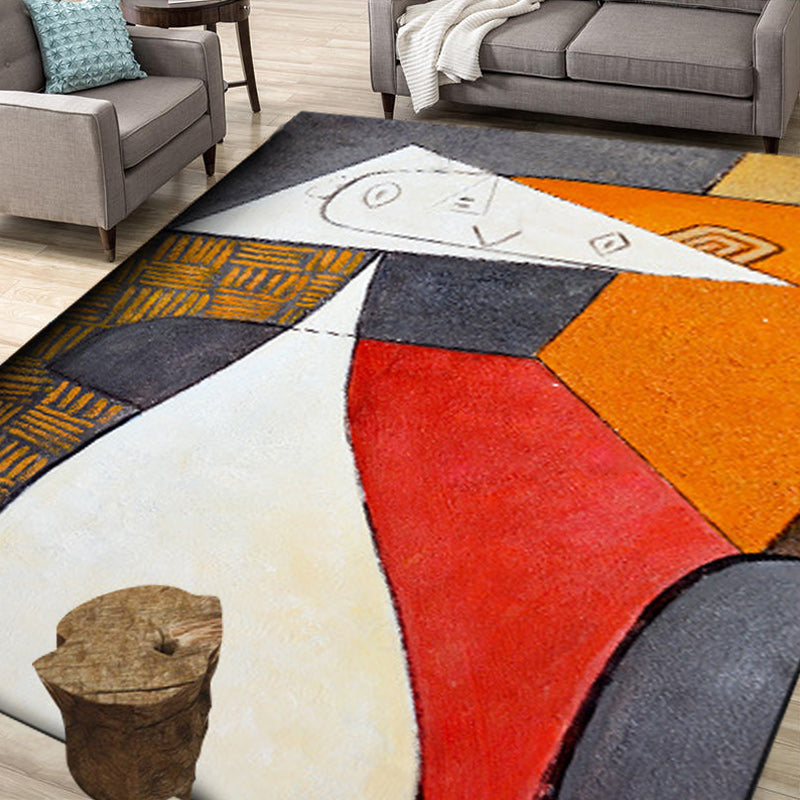 Avtoit | Colorful Bedroom Carpet Novelties Color Block Geometric Pattern Area Rug Polyester Non-Slip Stain Resistant Rug