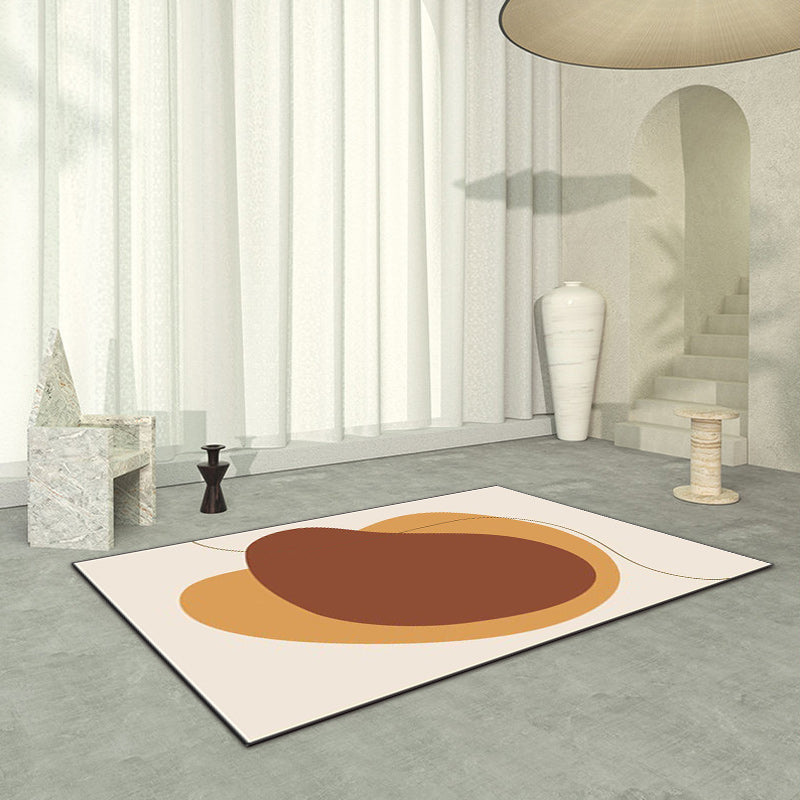Avtoit | Novelty living room rug in brown block print rug polyester pet friendly non-slip backing rug