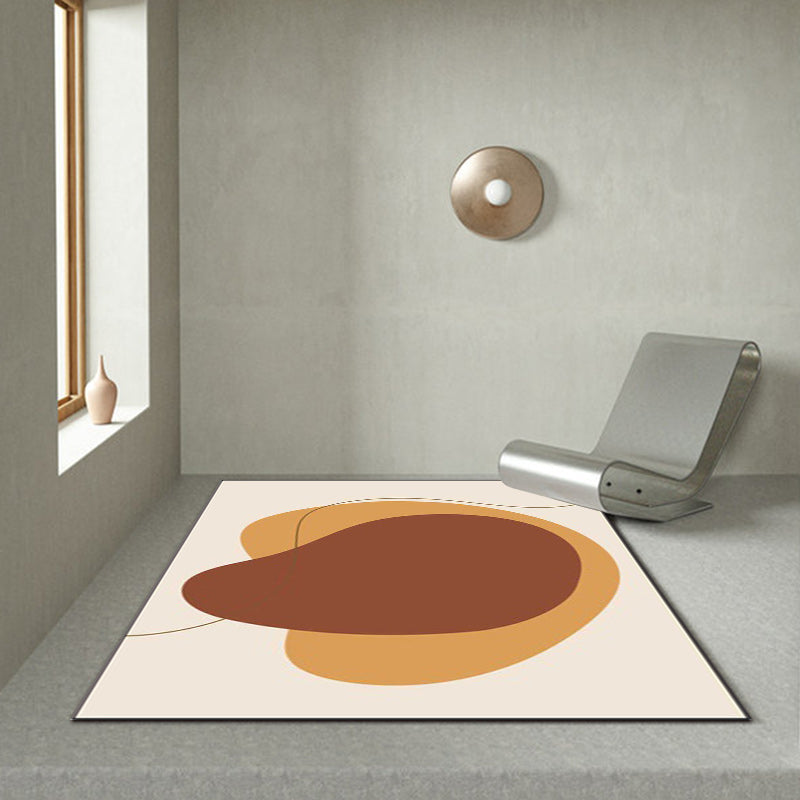 Avtoit | Novelty living room rug in brown block print rug polyester pet friendly non-slip backing rug
